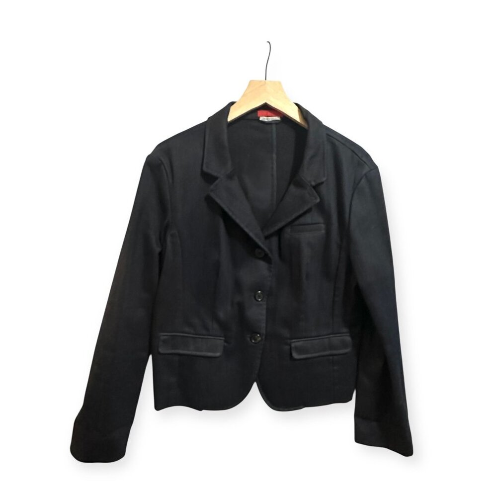 Prada 2008 Blue Stretch Cotton Herringbone Blazer IT 46 Made in Italy